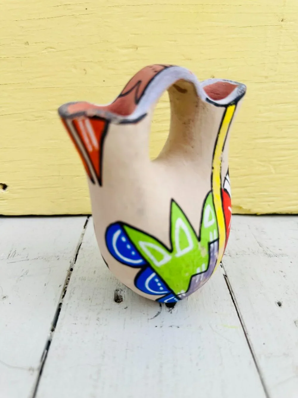Vintage 60s Hand-Painted Jemez Pueblo pottery wedding vase, geometric designs - Picture 5 of 11